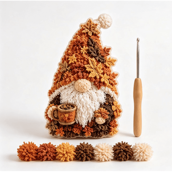 1PC Gnome 3D Fabric Poke Art Kit,Fabric Craft Kit No Sewing Needed for Adults, Whimsical Faceless Gnome Decor, Perfect Handmade Gift for Christmas & Halloween (Autumn Gnome),(Autumn Gnome)-A3