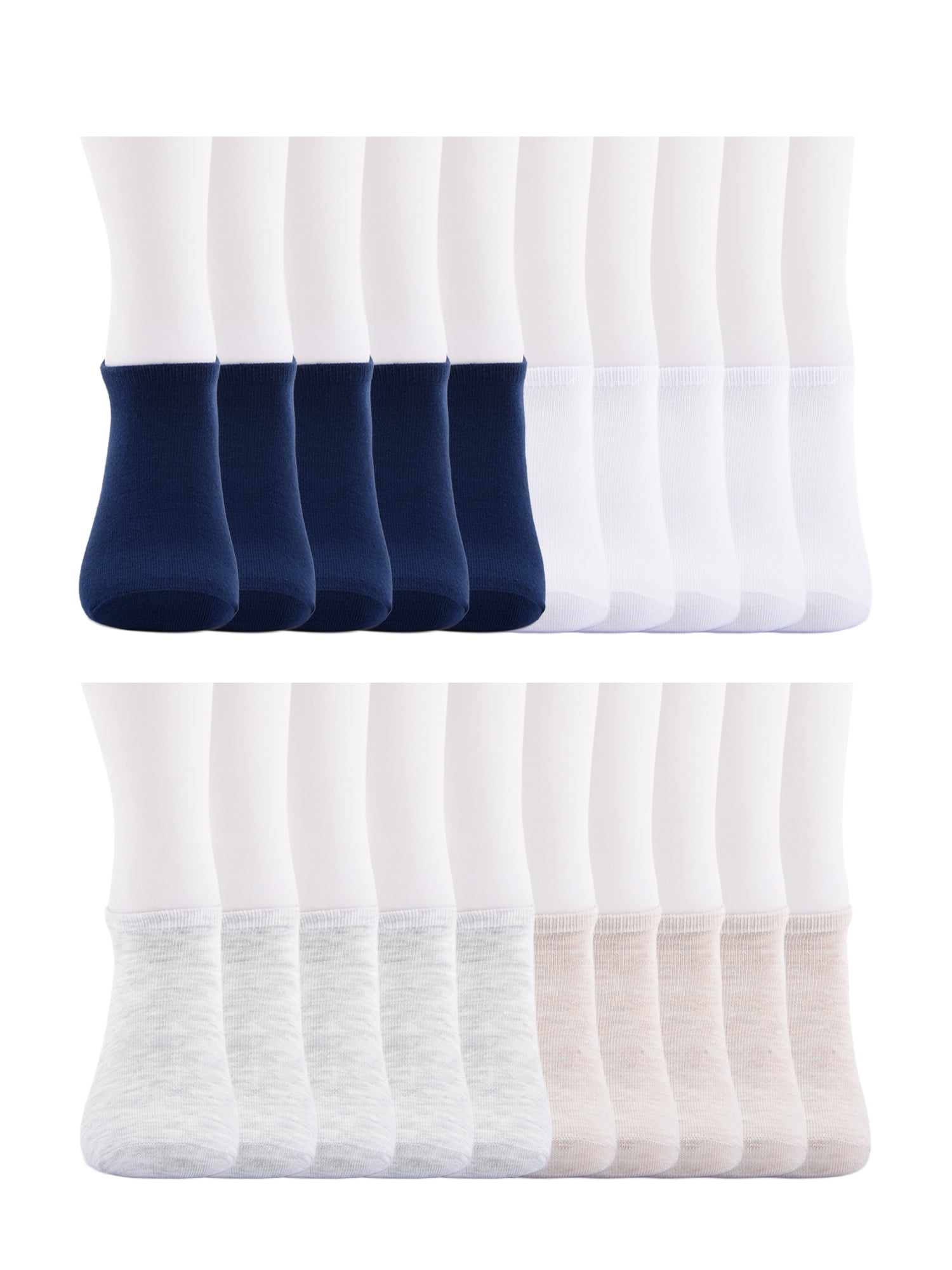 No Boundaries Women’s Low Cut Socks, 20 Pack, Shoe Sizes 4-10