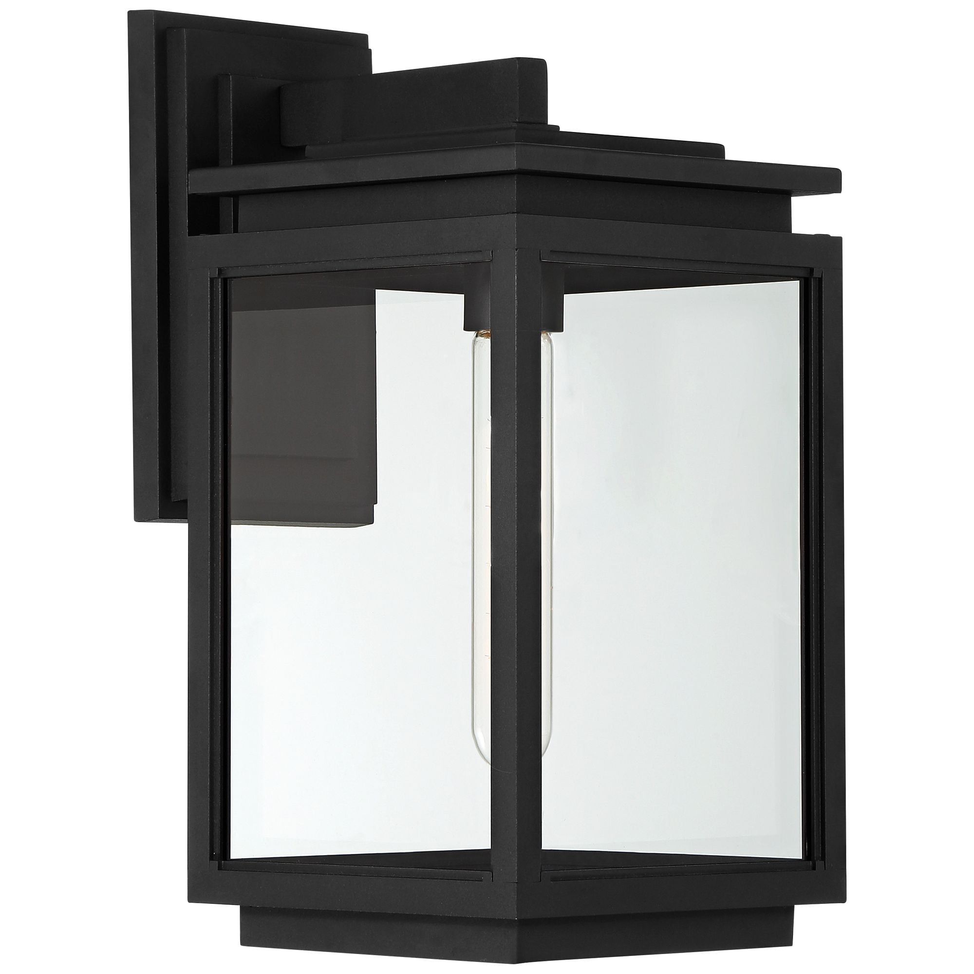 Possini Euro Design Atkins 14 1/4" High Modern Outdoor Wall Light Fixture Mount Porch Weatherproof Matte Black Die Cast Metal