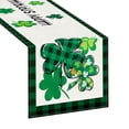 thumbnail image 1 of St Patricks Day Table Runner, 72 x 13 Inches Green Clover Print Woven Tablecloth, Waterproof Wipe Clean Fabric for Dining Table Kitchen Holiday Party Decor, 1 of 6