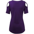 thumbnail image 3 of Made by Johnny Women's Loose Short Sleeve Strappy Cold Shoulder Top XL PURPLE, 3 of 6