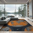 thumbnail image 2 of ODIKA 8'x10' Washable Area Rug World Map With Vintage Globe Continents And Cosmic Border Earth Planet Refined for Living Room, Under Sectional, Family , Durable, Non-Slip, 2 of 7