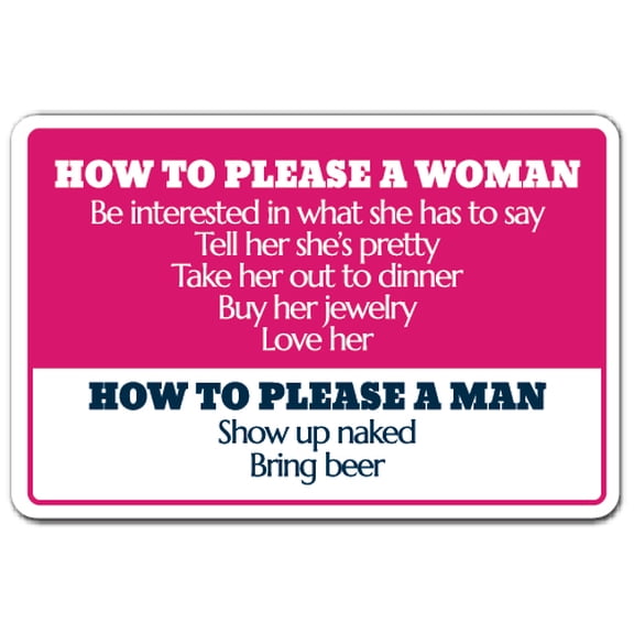 HOW TO PLEASE A WOMAN Decal men women relationship love | Indoor/Outdoor | 9" Tall