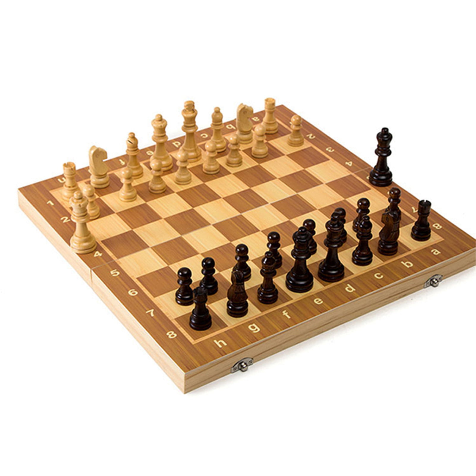 Large Chess Wooden Set Magnetic Wooden Folding Chessboard  Wood Game Board 24cm 