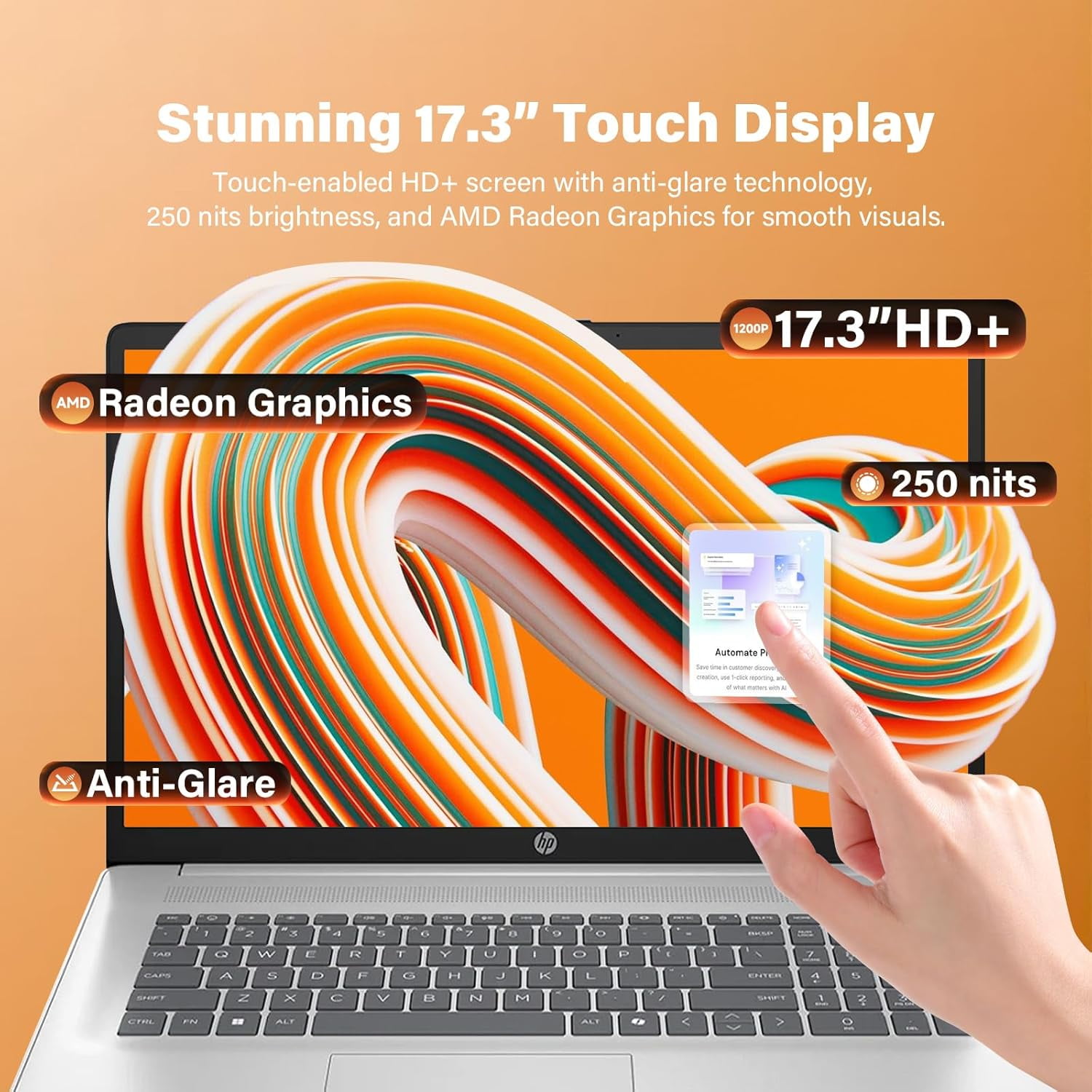 HP, Premium 17.3 inch Touch Laptop, AMD Ryzen 5, 12GB RAM, 512GB