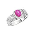 thumbnail image 3 of Rylos 925 Sterling Silver Classic 8X6MM Oval Star Ruby & Sparkling Diamond Ring - Birthstone Jewelry for Men -Size 13, 3 of 7