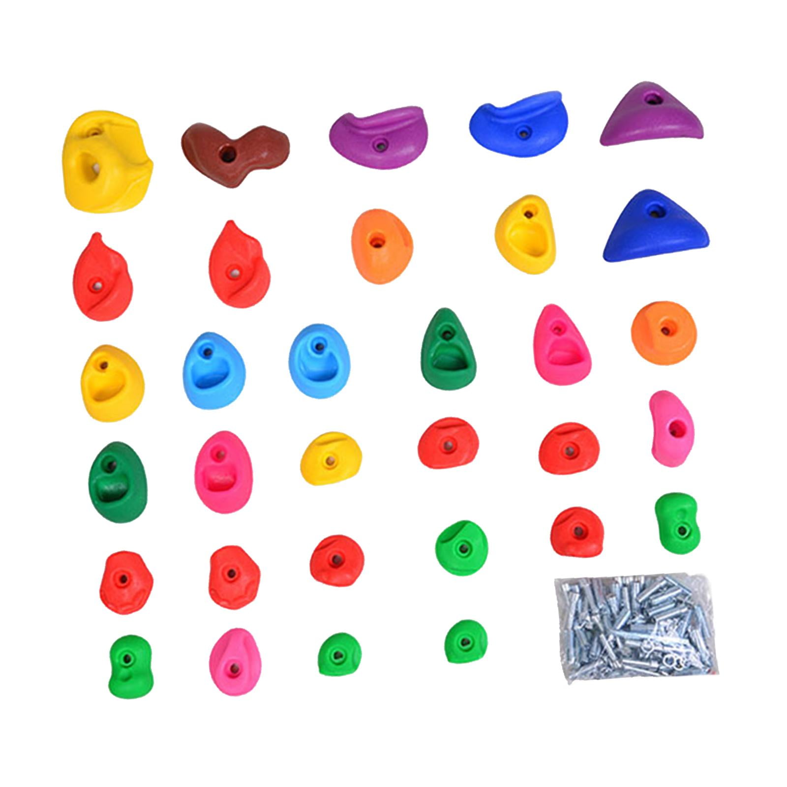 koolsoo Rock Climbing Holds,Kids Toys Wall Climbing Stones,Multi Size,Rock Wall Climbing Kit Playset for Outdoor Climbing Tree House 32 piece set