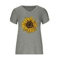 thumbnail image 3 of PATLOLLAV Summer Tops,Ladies Womens V-Neck Sunflower Print Tops Tshirts Casual Petal Sleeve Blouse, 3 of 6