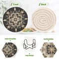 thumbnail image 4 of Haosy Set of 6 Drink Woven Coaster with Holder Heat Resistant Non-Slip Bar Coasters 4 Inches Snowflake Of Glod Feathers, 4 of 7