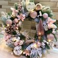 thumbnail image 2 of Corona navideña de la serie rosa con ramas de pino de plástico, bolas navideñas para hacer tú mismo guirnaldas navideñas o decoraciones colgantes para puertas, árbol de Navidad hecho a mano, 2 of 5