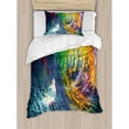 thumbnail image 3 of Modern Duvet Cover Set Queen Size, Exotic Surfer in the Ocean Waves with Digital Featured Effects Sports Hobby Graphic, Decorative 3 Piece Bedding Set with 2 Pillow Shams, Multicolor, by Ambesonne, 3 of 3