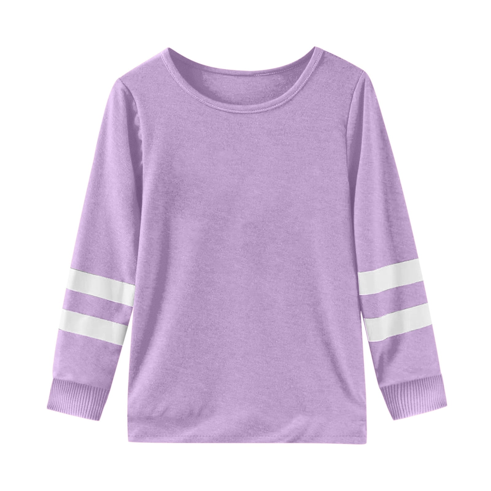 WEIYLL T-Shirt Fille Manches Longues Poignets Col Rond Patchwork Chaud Doux Hauts de Sortie pour 4-5 Ans