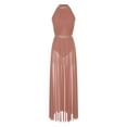 thumbnail image 3 of Eandarui Womens Lyrical Contemporary Dance Costume Halter Neck Flowy Tulle Maxi Long Dress Side Split Dusty Pink L, 3 of 6