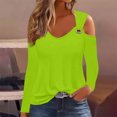 thumbnail image 2 of FAIWAD Women Cold Shoulder Tunic Tops Long Sleeve V Neck Solid Color Basic Shirts Fall Winter Casual Pullover Top, 2 of 5