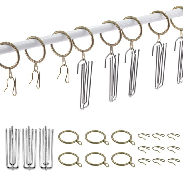 Anillas y ganchos para cortinas Sweepet, 120 unidades, bronce, 30 mm, metal