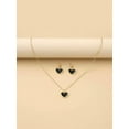 thumbnail image 2 of EOEMY Black Heart Charm Necklace & Earrings Jewelry Set Jewelry Gift For Women-Default, 2 of 5