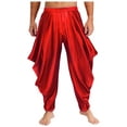 thumbnail image 3 of iiniim Mens Arabian Prince Sets Halloween Costume Open Front Tank Vest with Loose Harem Pants Red 3XL, 3 of 7