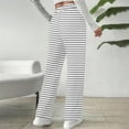 thumbnail image 4 of Maean Women's Striped Pants Fleece Fuzzy Lined Straight Leg Loose Trousers Casual High Waist Sweatpants, 4 of 7