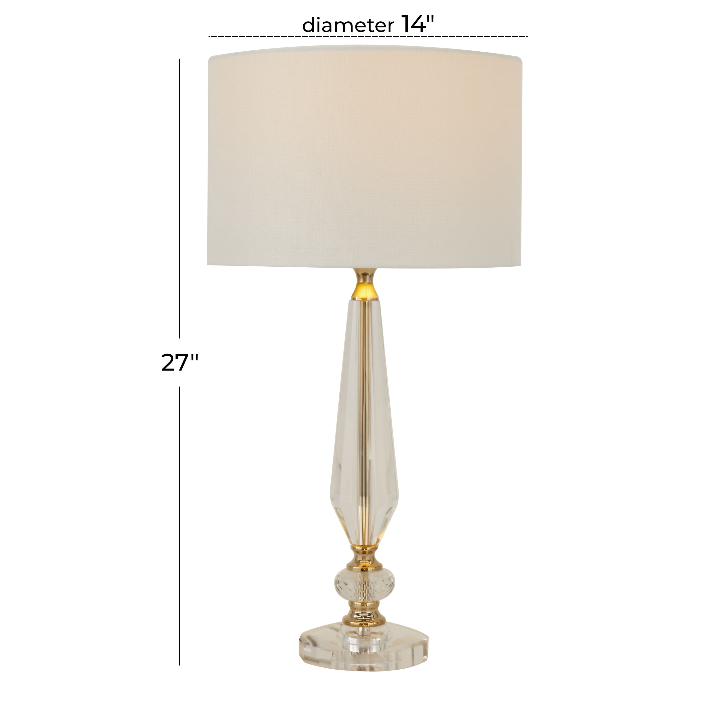 DecMode 27" Clear Buffet Lamp with Cream Linen Shade