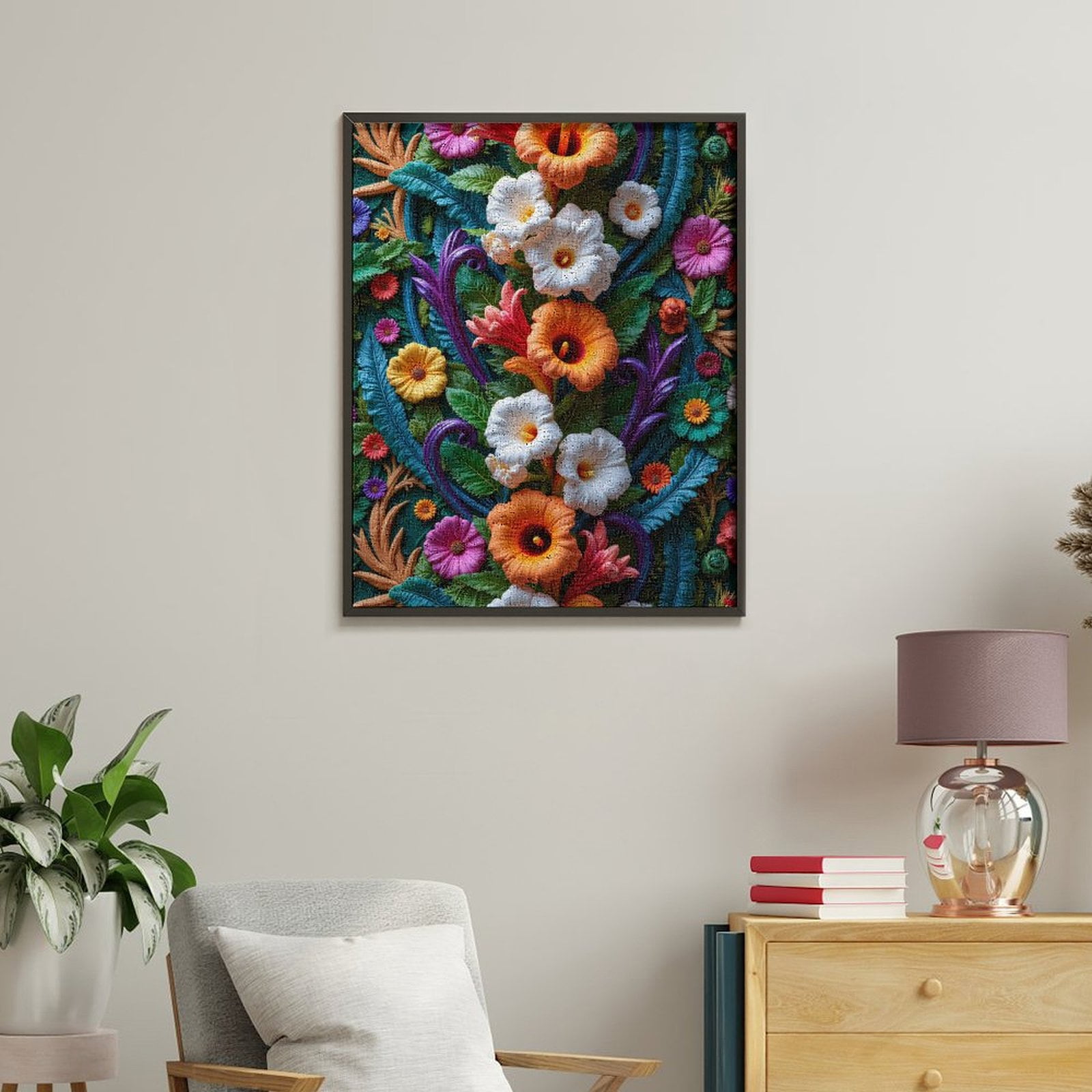 Paint By Numbers Kit for Adults Beginner - Floral Art Colorful Leaves Pattern DIY Canvas Painting Kits for Adults, Frameless Paint By Number for Adults for Home Wall Decor 16x20 Inch
