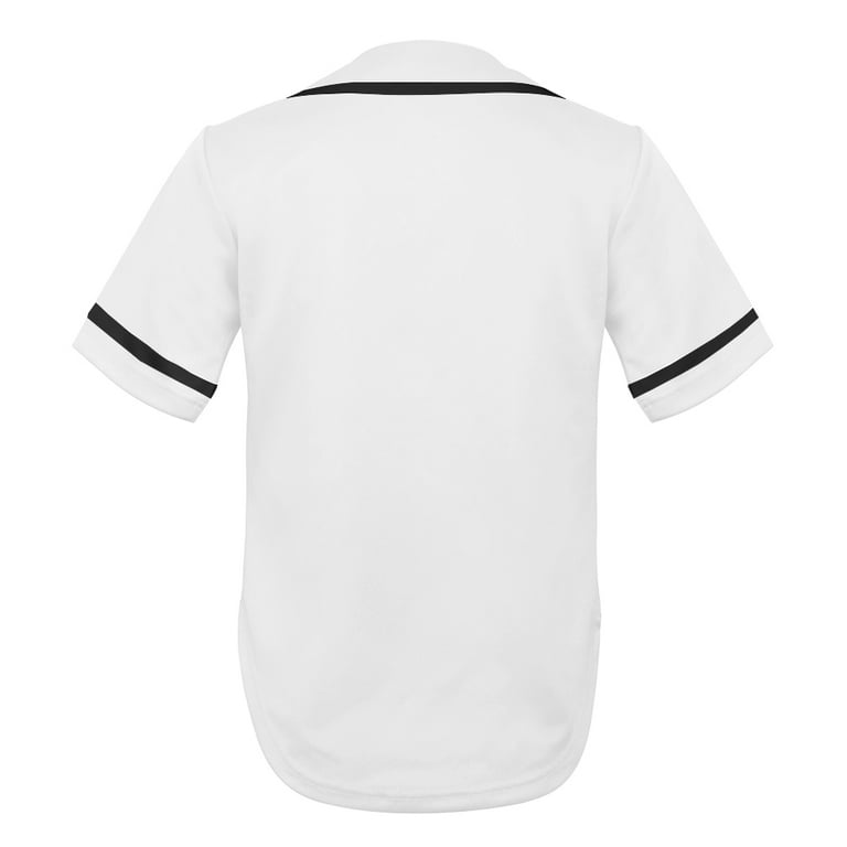 Toptie Men's Baseball Jersey Plain Button Down Shirts Team Sports  Uniforms-Black White-M