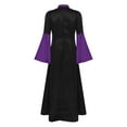 thumbnail image 5 of Aislor Women Color Block Mandarin Collar Flared Sleeves Gown Full Length Bodycon Dress Purple S, 5 of 7