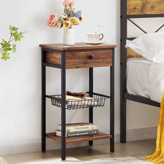 Nightstand with Storage Space and Drawer