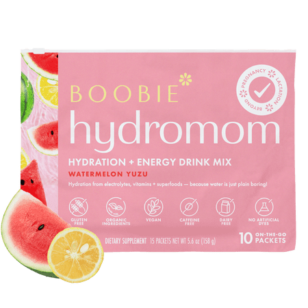Boobie Hydromom Breastfeeding Supplement for Pregnancy and Lactation Drink, Watermelon Yuzu, 10 servings