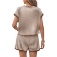 thumbnail image 5 of Short Sleeve Stripe Print Women 2 Pieces Lounge Sets Tops and Shorts Pants Sets, 5 of 6