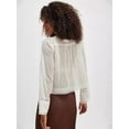 thumbnail image 5 of Women Tie Front Long Sleeve Top Lace Trim Button Shirt Square Neck Loose Blouse Going Out Y2k Clothes White S, 5 of 7