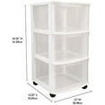 thumbnail image 3 of Classic 3 Drawer Organizer Cart, Plastic Drawer Storage Dresser with Caster Wheels for Home and Office Organization, White (4 Pack), 3 of 15