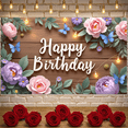 thumbnail image 4 of Floral Design Birthday Banner Elegant Butterfly Decoration for Birthday Party Event Celebration Indoor Decoration, 4 of 9