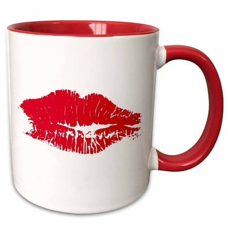

3dRose Red Lips Kiss - Two Tone Red Mug 11-ounce