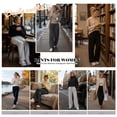 thumbnail image 6 of Temofon Fleece Lined Sweatpants for Women Wide Leg Cotton Thick Women Sweatpant Casual Baggy Gray Pants with Pockets L, 6 of 8