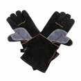 thumbnail image 1 of Guantes de soldadura de 16 "resistentes al calor Unibody cuero de vaca dividido BBQ Cooking Pack de 2 - guantes protectores de manos antideslizantes y resistentes al desgaste para hornear, 1 of 4