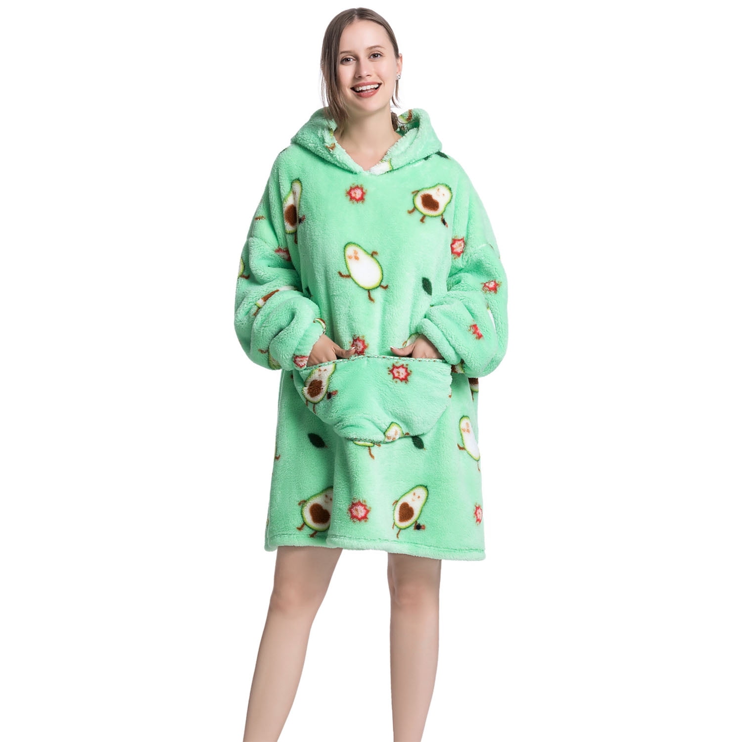 Msrlassn Hoodie Blanket for Women Adults Wearable Hooded Sweatshirt Pullover, Wearable Blanket Hoodie Super Soft Warm Cosy Sweatshirt with Big Pocket