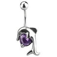 thumbnail image 2 of Dolphin Belly Ring with Heart CZ Jewel, 2 of 7