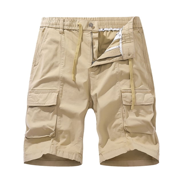 PEASKJP Men's Washed Out Short Workout Running Shorts Quick Dry Lightweight Gym Shorts with Pockets,Khaki L