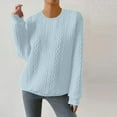 thumbnail image 5 of Womens Oversized Pullover Sweater Crew Neck Solid Color Sweatshirt Casual Long Sleeve Loose Fall Winter Top Fashion (Light Blue 2XL), 5 of 7