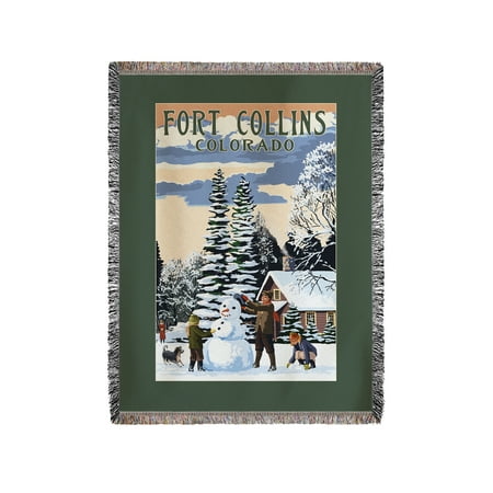 Fort Collins, Colorado - Snowman Scene - Lantern Press Poster (60x80 Woven Chenille Yarn (Best Blanket Fort Ever)