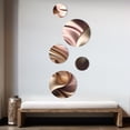 thumbnail image 3 of Designart "Luscious Liquid Gold In Subdued Pink And Taupe IV" Abstract Liquid Ink Metal Wall Art Set of 5 Piece, 3 of 5