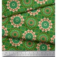 thumbnail image 2 of Soimoi Green Rayon Crepe Fabric Multicolor Mandala Print Sewing Fabric Yard 46 Inch Wide, 2 of 3