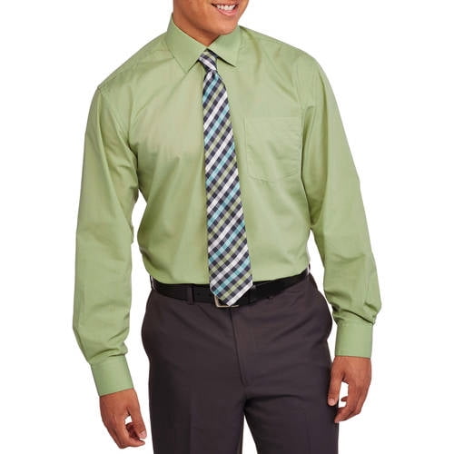 Men's 2-Piece Solid Dress Shirt and Tie 