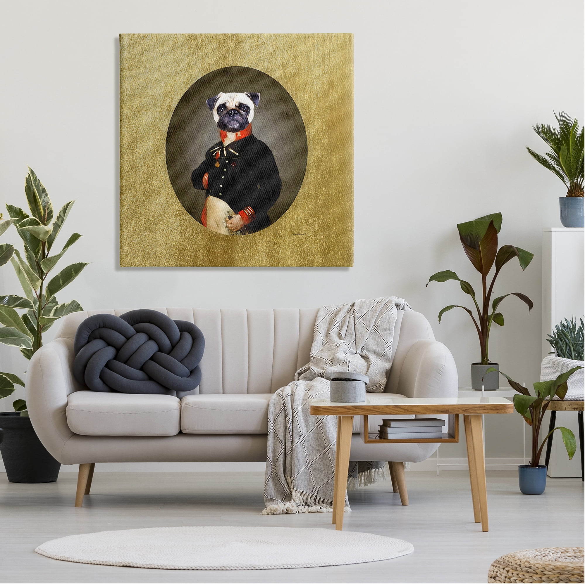 Stupell Industries Funny Pug Dog Wearing Suit Antique Classic Style Portrait , 36 x 36, Design by Amanda Greenwood