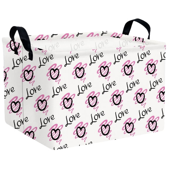 MYFLOCY Large Valentine Basket Empty Heart Basket for Gifts Collapsible Kids Storage Bins Decor(Purple Wave Black Love)