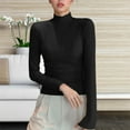 thumbnail image 4 of Brglopf Womens Mock Turtleneck Ribbed Shirts Fall Long Sleeve Tops Soft Comfy Basic Layering Thermal Undershirts Tees Black XXL, 4 of 7