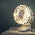 thumbnail image 2 of Ventilador de aire acondicionado de escritorio colgante con clip recargable, ventilador portátil con clip giratorio de 360° con LED para oficina y dormitorio, 2 of 5