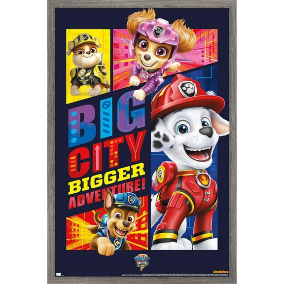 Nickelodeon Paw Patrol Movie - Big City Wall Poster, 14.725" x 22.375", Framed
