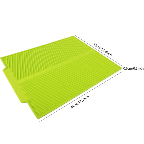 Alfombrilla para secar platos, escurridor de cocina de silicona Alfombrilla rectangular para encimera para drenar agua 39 * 25 cm(Verde) Ecomeon no
