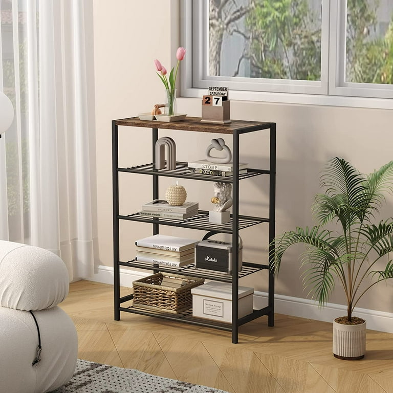 Shop Shoe Rack, 5-Tier Shoe Storage Organizer with 4 Metal Mesh Shelves for  16-20 Pairs and Large Surface for Bags, for Entryway, Hallway, Closet,  Industrial, Rustic Brown and Black ULBS15BX Online